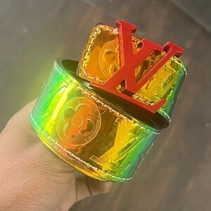 Louis Vuitton Iridescent Belt with Red Buckle